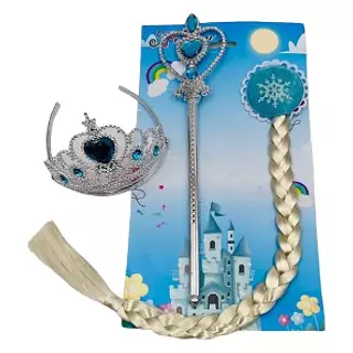 Accesorio Halloween Set Frozen Trenza Corona-Cetro