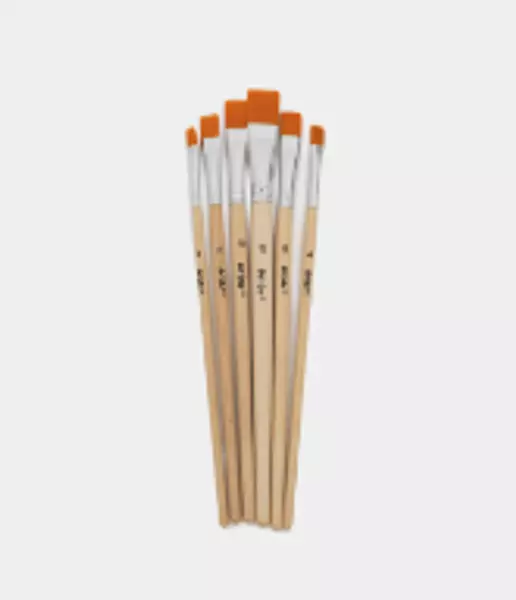 Set pincel x6 piezas redondo mango natural ref 0513b