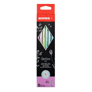 Lapiz Grafito X6 2hb Triangular Metalizado Pastel Kores